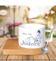 BK Gift Kişiye Özel Mesleki Jinekolog Ahşap Altlıklı Seramik Fincan - 1