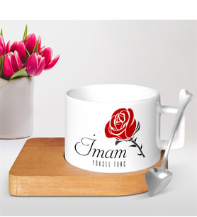 BK Gift Kişiye Özel Mesleki İmam Ahşap Altlıklı Seramik Fincan - 1