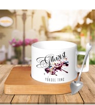 BK Gift Kişiye Özel Mesleki Gitarist Ahşap Altlıklı Seramik Fincan - 2