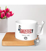 BK Gift Kişiye Özel Mesleki Gazeteci Ahşap Altlıklı Seramik Fincan