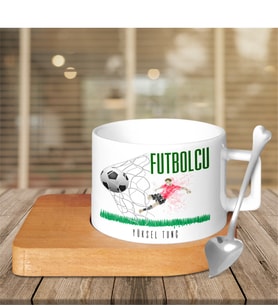 BK Gift Kişiye Özel Mesleki Futbolcu Ahşap Altlıklı Seramik Fincan - 2