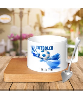 BK Gift Kişiye Özel Mesleki Futbolcu Ahşap Altlıklı Seramik Fincan - 1