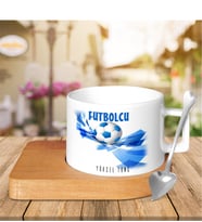 BK Gift Kişiye Özel Mesleki Futbolcu Ahşap Altlıklı Seramik Fincan - 1