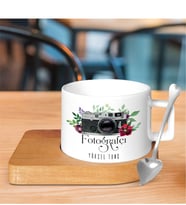 BK Gift Kişiye Özel Mesleki Profesyonel Fotoğrafçı Ahşap Altlıklı Seramik Fincan - 1