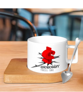 BK Gift Kişiye Özel Mesleki Ekonomist Ahşap Altlıklı Seramik Fincan