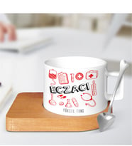 BK Gift Kişiye Özel Mesleki Eczacı Ahşap Altlıklı Seramik Fincan - 1