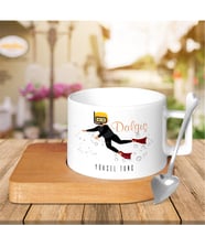 BK Gift Kişiye Özel Mesleki Dalgıç Ahşap Altlıklı Seramik Fincan
