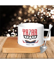 BK Gift Kişiye Özel Mesleki Yazar Ahşap Altlıklı Seramik Fincan - 1