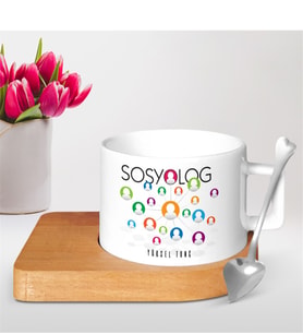 BK Gift Kişiye Özel Mesleki Sosyolog Ahşap Altlıklı Seramik Fincan