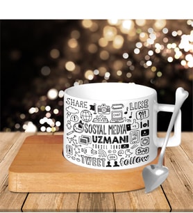 BK Gift Kişiye Özel Mesleki Sosyal Medya Uzmanı Ahşap Altlıklı Seramik Fincan - 2