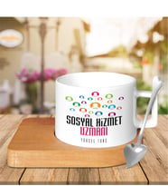 BK Gift Kişiye Özel Mesleki Sosyal Hizmet Uzmanı Ahşap Altlıklı Seramik Fincan - 1