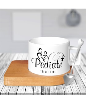 BK Gift Kişiye Özel Mesleki Pediatr Ahşap Altlıklı Seramik Fincan