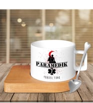 BK Gift Kişiye Özel Mesleki Paramedik Ahşap Altlıklı Seramik Fincan - 2