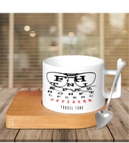 BK Gift Kişiye Özel Mesleki Optisyen Ahşap Altlıklı Seramik Fincan - 1