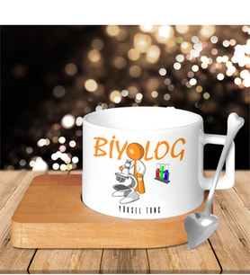 BK Gift Kişiye Özel Mesleki Biyolog Ahşap Altlıklı Seramik Fincan