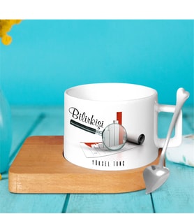 BK Gift Kişiye Özel Mesleki Bilirkişi Ahşap Altlıklı Seramik Fincan - 2