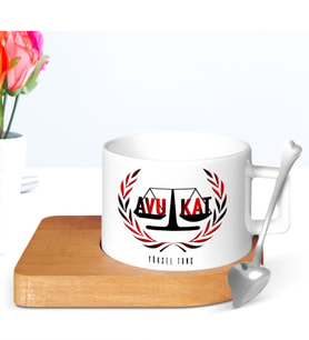 BK Gift Kişiye Özel Mesleki Avukat Ahşap Altlıklı Seramik Fincan - 5