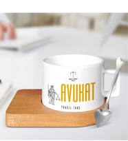 BK Gift Kişiye Özel Mesleki Avukat Ahşap Altlıklı Seramik Fincan - 2