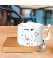 BK Gift Kişiye Özel Mesleki Anestezist Ahşap Altlıklı Seramik Fincan