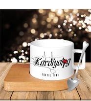 BK Gift Kişiye Özel Mesleki Kardiyolog Ahşap Altlıklı Seramik Fincan