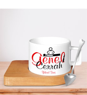 BK Gift Kişiye Özel Mesleki Genel Cerrah Ahşap Altlıklı Seramik Fincan - 1