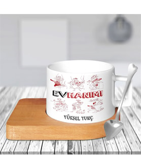 BK Gift Kişiye Özel Mesleki Ev Hanımı Ahşap Altlıklı Seramik Fincan - 2