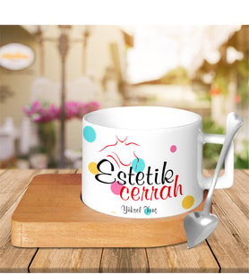 BK Gift Kişiye Özel Mesleki Estetik Cerrah Ahşap Altlıklı Seramik Fincan