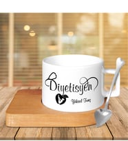 BK Gift Kişiye Özel Mesleki Diyetisyen Ahşap Altlıklı Seramik Fincan