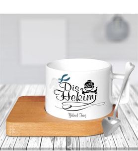 BK Gift Kişiye Özel Mesleki Diş Hekimi Ahşap Altlıklı Seramik Fincan - 2