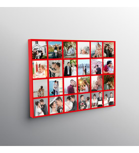 Sevgili Hediyesi 24 Fotoğraflı Kırmızı Kolaj Kanvas Tablo