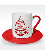 BK Gift Kişiye Özel İsimli Kırmızı Türk Kahvesi Fincanı - 1