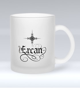 BK Gift Kişiye Özel Kaligrafi İsim Tasarımlı Buzlu Cam Kupa Bardak - 1