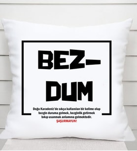 Bezdum Kelime Anlamlı Saten Kare Yastık