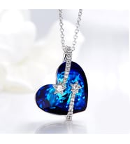 Monemel Swarovski Taşlı Kalp Kolye (Altın Kaplama) Anneler Günü Hediyesi, Sevgiliye Hediye (Aynı Gün Teslimat)