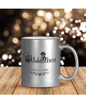 BK Gift Kişiye Özel Mesleki Muhasebeci Gümüş Yaldızlı Kupa Bardak  - 2