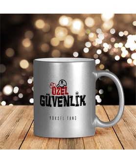 BK Gift Kişiye Özel Mesleki Özel Güvenlik Gümüş Yaldızlı Kupa Bardak - 1