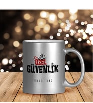 BK Gift Kişiye Özel Mesleki Özel Güvenlik Gümüş Yaldızlı Kupa Bardak - 1