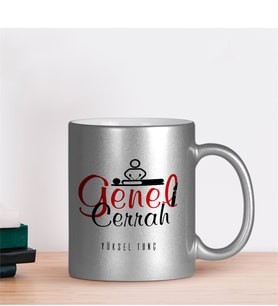 BK Gift Kişiye Özel Mesleki Genel Cerrah Gümüş Yaldızlı Kupa Bardak - 1