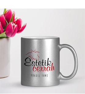 BK Gift Kişiye Özel Mesleki Estetik Cerrah Gümüş Yaldızlı Kupa Bardak