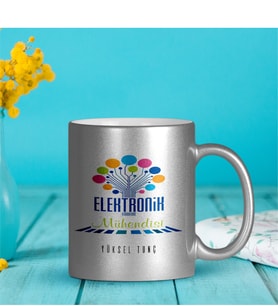 BK Gift Kişiye Özel Mesleki Elektronik Mühendisi Gümüş Yaldızlı Kupa Bardak - 1
