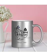 BK Gift Kişiye Özel Mesleki Diş Hekimi Gümüş Yaldızlı Kupa Bardak - 1