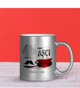 BK Gift Kişiye Özel Mesleki Aşçı Gümüş Yaldızlı Kupa Bardak - 2
