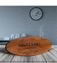 BK Gift Kişiye Özel Mesleki Arkeleog Ahşap Oval Masa İsimliği  - 1