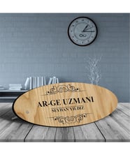 BK Gift Kişiye Özel Mesleki Ar-Ge Uzmanı Ahşap Oval Masa İsimliği  - 2
