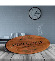 BK Gift Kişiye Özel Mesleki Anestezi Uzmanı Ahşap Oval Masa İsimliği  - 1