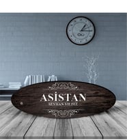 BK Gift Kişiye Özel Mesleki Asistan Ahşap Oval Masa İsimliği  - 3