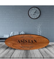 BK Gift Kişiye Özel Mesleki Asistan Ahşap Oval Masa İsimliği  - 1