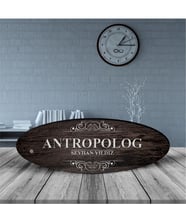 BK Gift Kişiye Özel Mesleki Antropolog Ahşap Oval Masa İsimliği  - 3