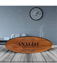 BK Gift Kişiye Özel Mesleki Analist Ahşap Oval Masa İsimliği  - 1