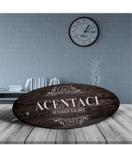 BK Gift Kişiye Özel Mesleki Acentacı Ahşap Oval Masa İsimliği  - 3